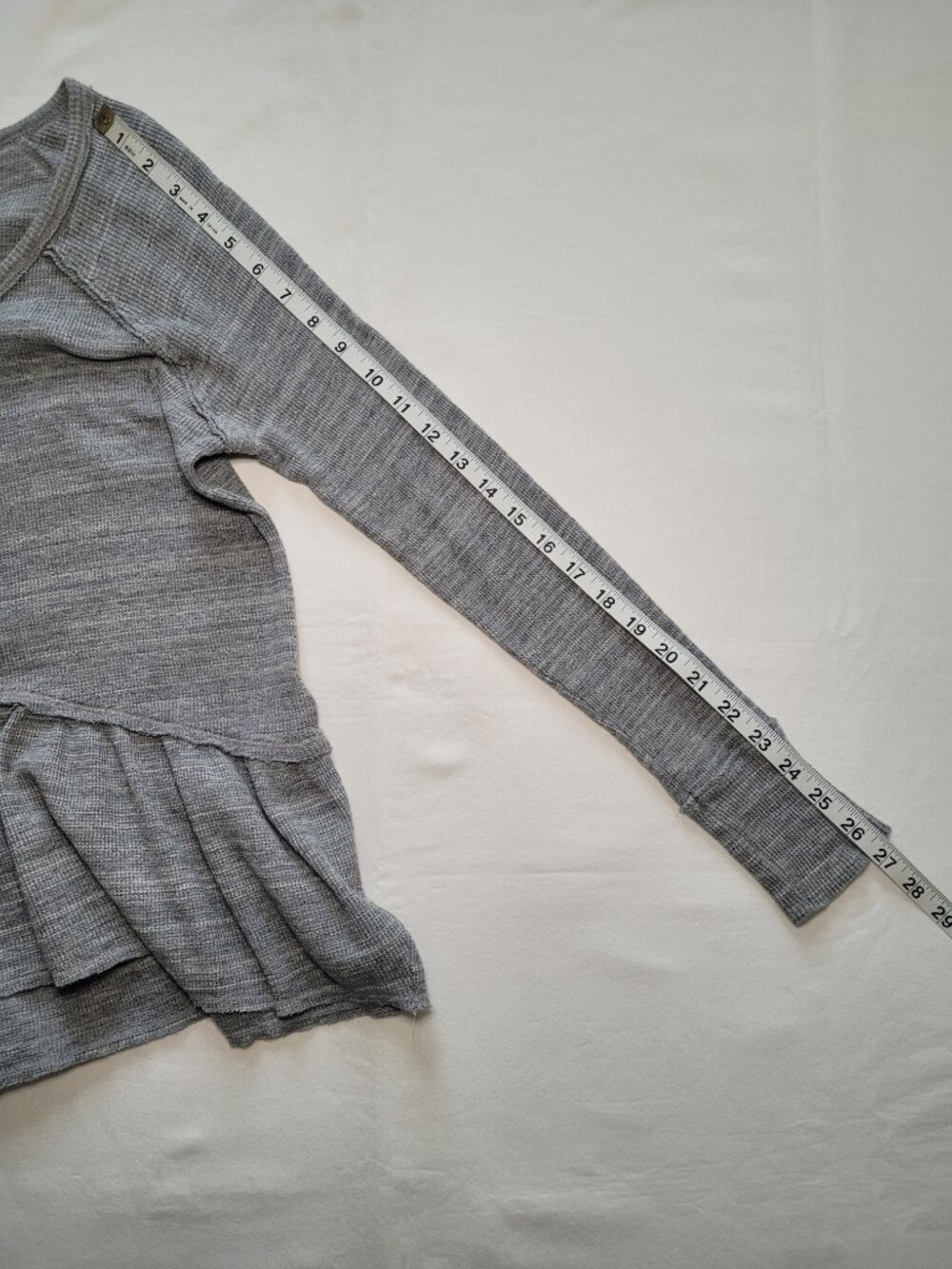 FP We The Free Coastline Waffle Knit Peplum Henley Top Thermal Gray XS Boho - Picture 7 of 9